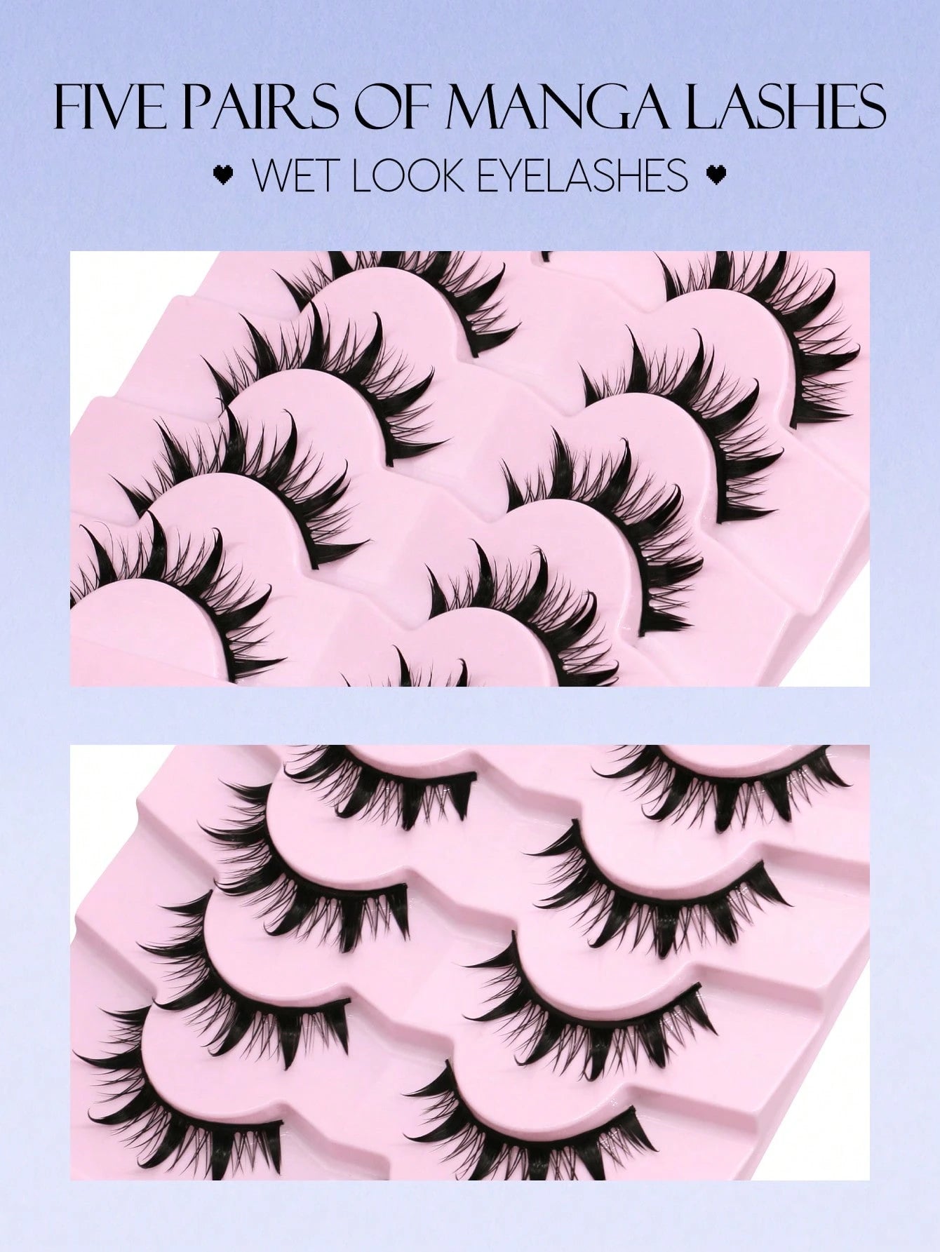 GROINNEYA 5 Pairs Manga Lashes Faux Mink Lashes Anime Lashes Natural Look Enlarged Double Eye Fake Lashes Cosplay Makeup Tool (5-S1) Strip Lashes, Lashes, Eyelashes, Fake Lashes