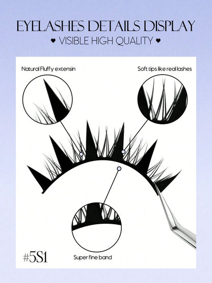 GROINNEYA 5 Pairs Manga Lashes Faux Mink Lashes Anime Lashes Natural Look Enlarged Double Eye Fake Lashes Cosplay Makeup Tool (5-S1) Strip Lashes, Lashes, Eyelashes, Fake Lashes