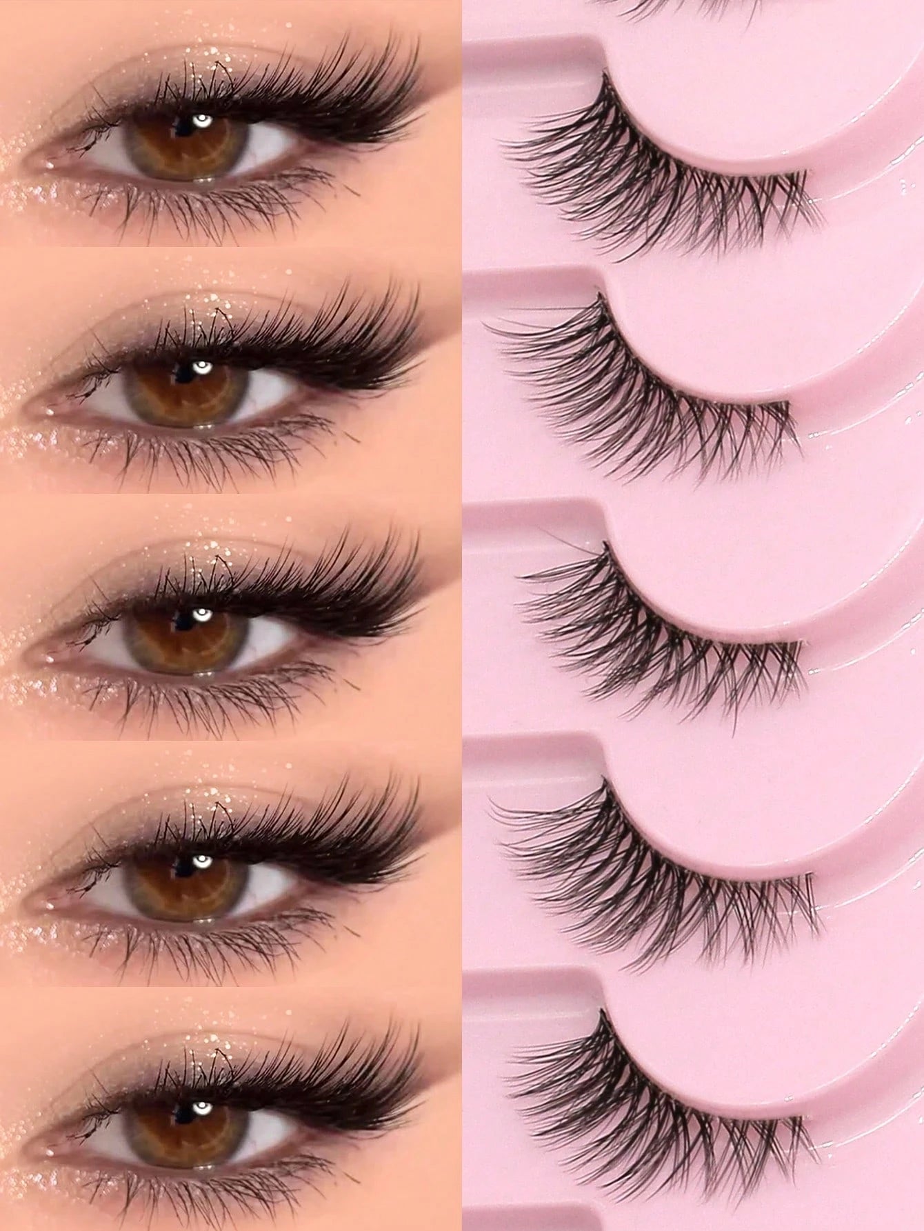 GROINNEYA 9 Pairs Half-Strip Transparent Band Cat Eye False Eyelashes, Short Soft 3D Mink Lashes For Natural Makeup (F29), Eyelash Extensions