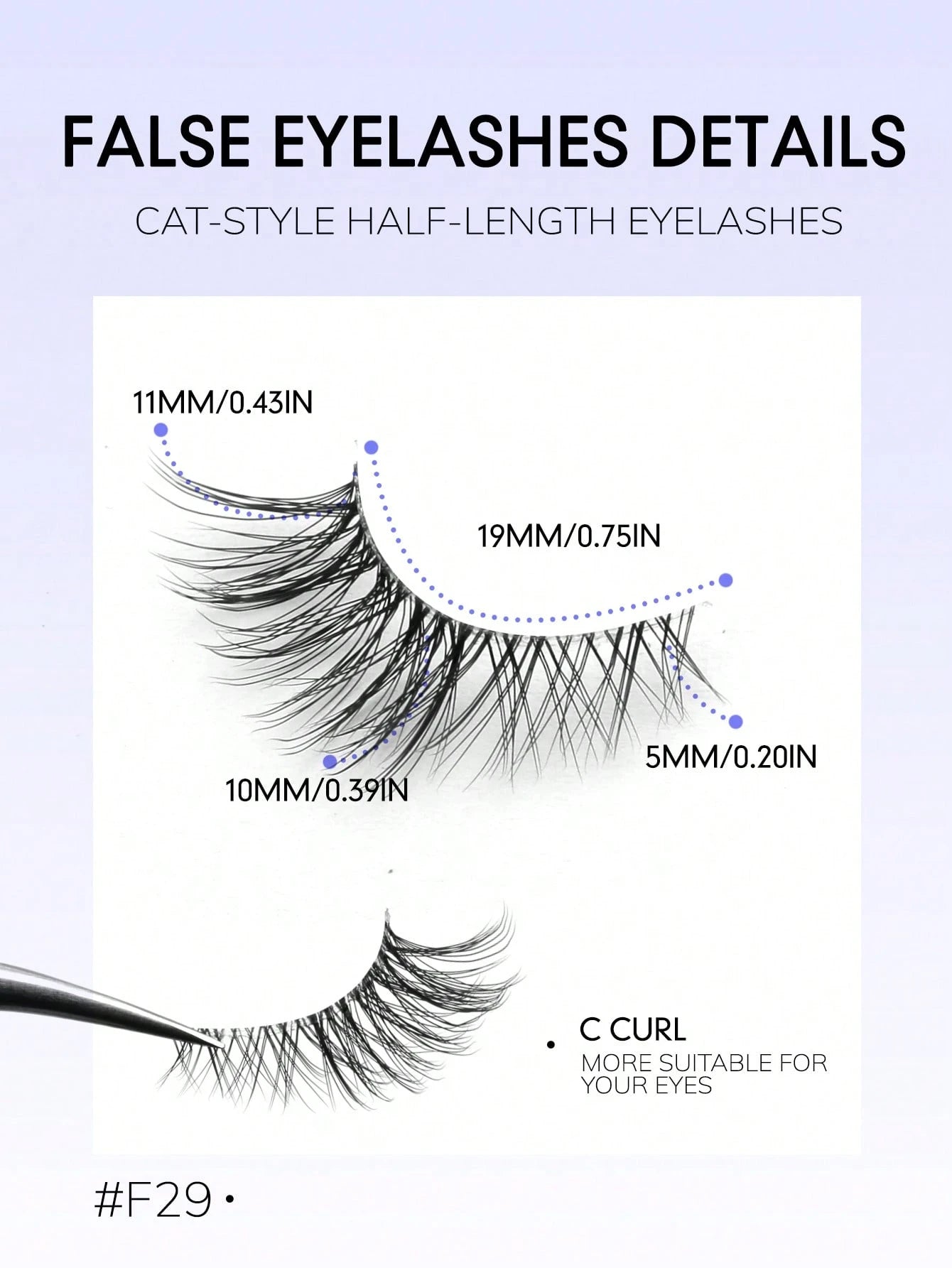 GROINNEYA 9 Pairs Half-Strip Transparent Band Cat Eye False Eyelashes, Short Soft 3D Mink Lashes For Natural Makeup (F29), Eyelash Extensions