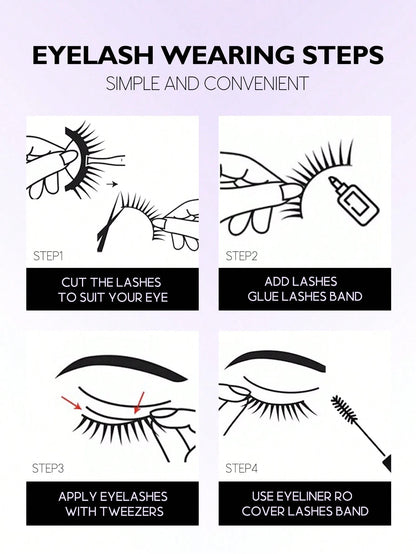 GROINNEYA 9 Pairs Half-Strip Transparent Band Cat Eye False Eyelashes, Short Soft 3D Mink Lashes For Natural Makeup (F29), Eyelash Extensions