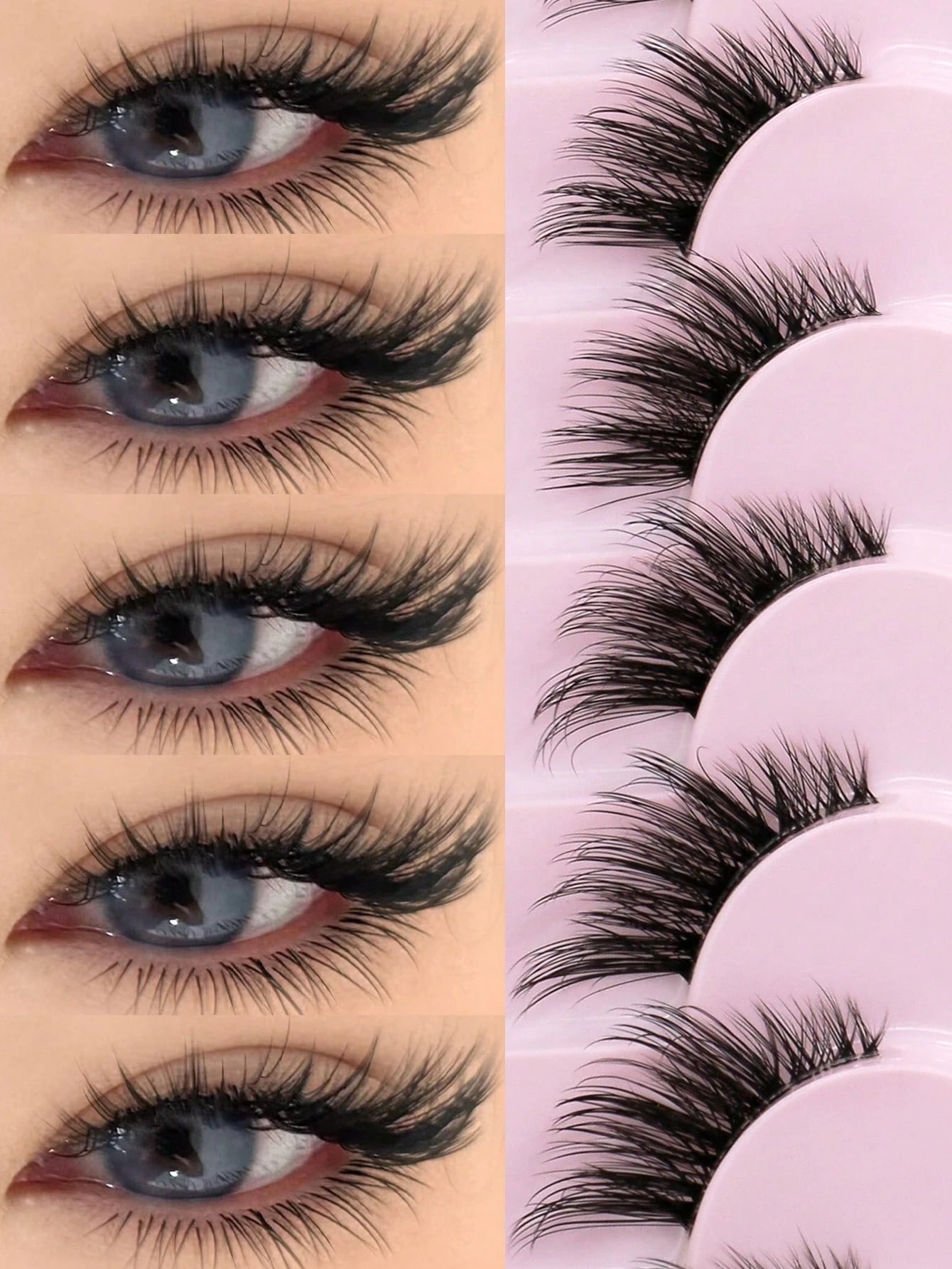GROINNEYA 9 Pairs Half-Strip Transparent Band Cat Eye False Eyelashes, Short Soft 3D Mink Lashes For Natural Makeup (F29), Eyelash Extensions