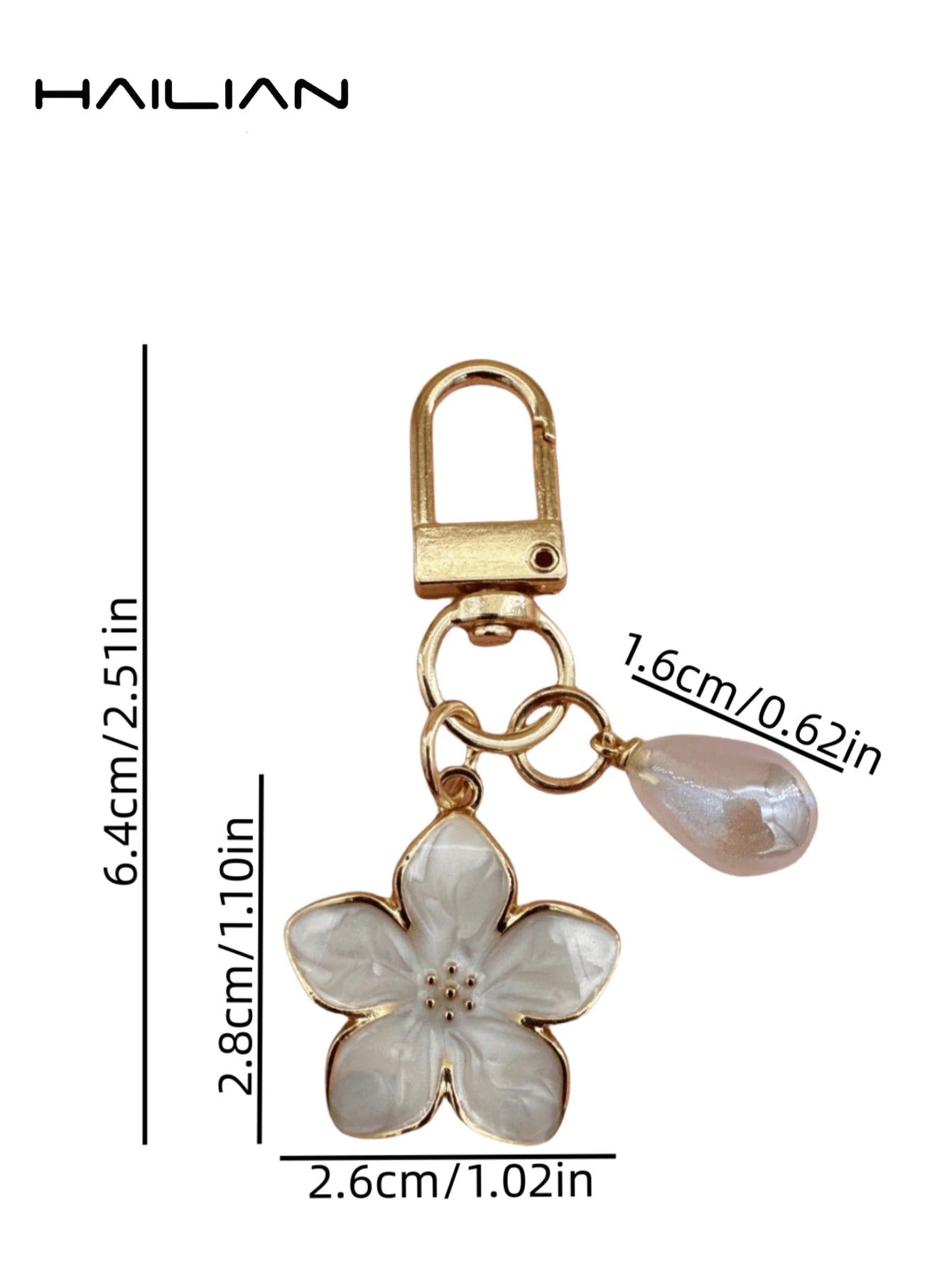 HAILIAN 1 Pc Alloy Material Sakura Shape Keychain, Lightweight And Elegant Sakura With Multi-Color Pearls, Suitable For Women As Daily Bag Accessory, Travel Accessory, Beach Accessory, Bag Charm, Car