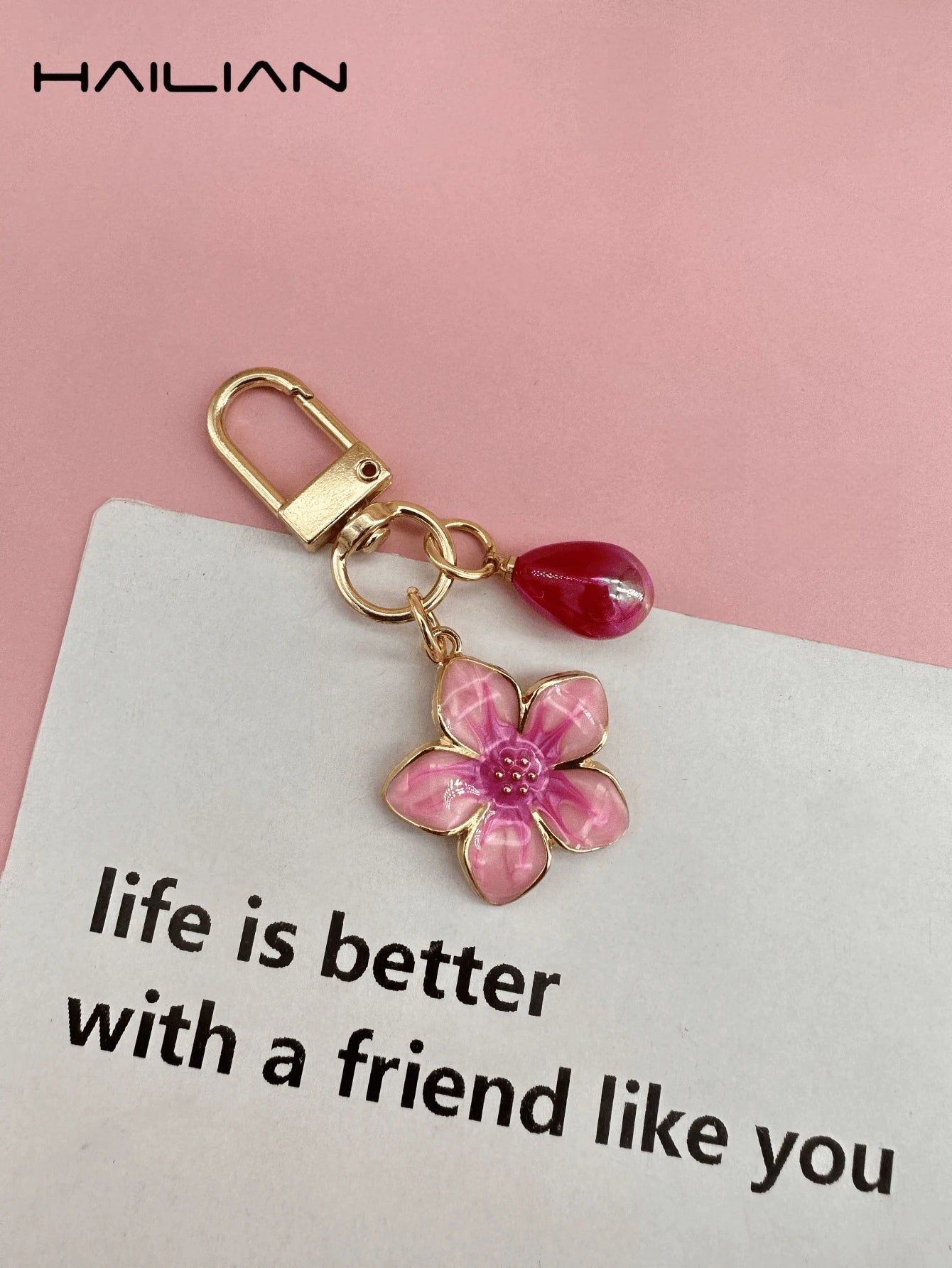 HAILIAN 1 Pc Alloy Material Sakura Shape Keychain, Lightweight And Elegant Sakura With Multi-Color Pearls, Suitable For Women As Daily Bag Accessory, Travel Accessory, Beach Accessory, Bag Charm, Car