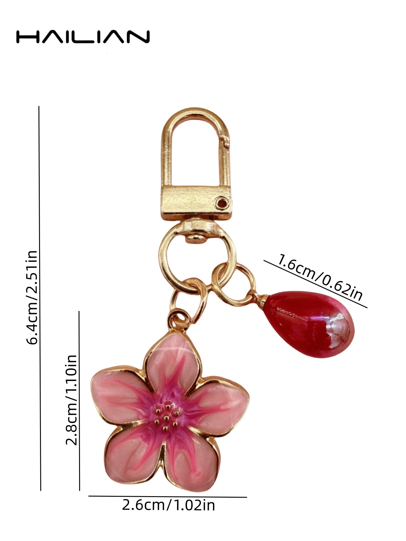 HAILIAN 1 Pc Alloy Material Sakura Shape Keychain, Lightweight And Elegant Sakura With Multi-Color Pearls, Suitable For Women As Daily Bag Accessory, Travel Accessory, Beach Accessory, Bag Charm, Car