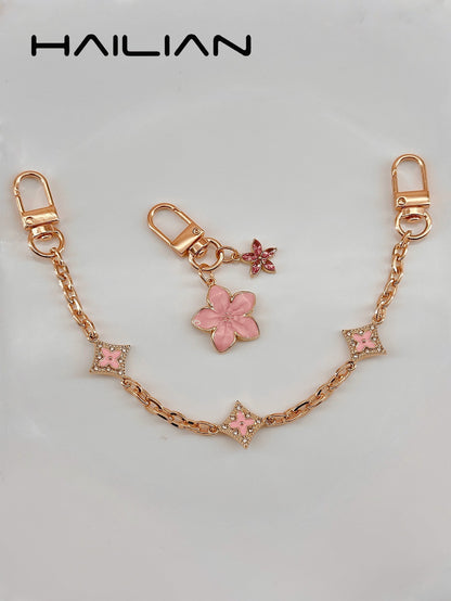 HAILIAN This Combination Pack Of Bag Straps Is Made Of Alloy Material, Decorated With Clover And Cherry Blossom Patterns. The Clover Symbolizes Good Luck, And Each Leaf Represents The Four Things Peop