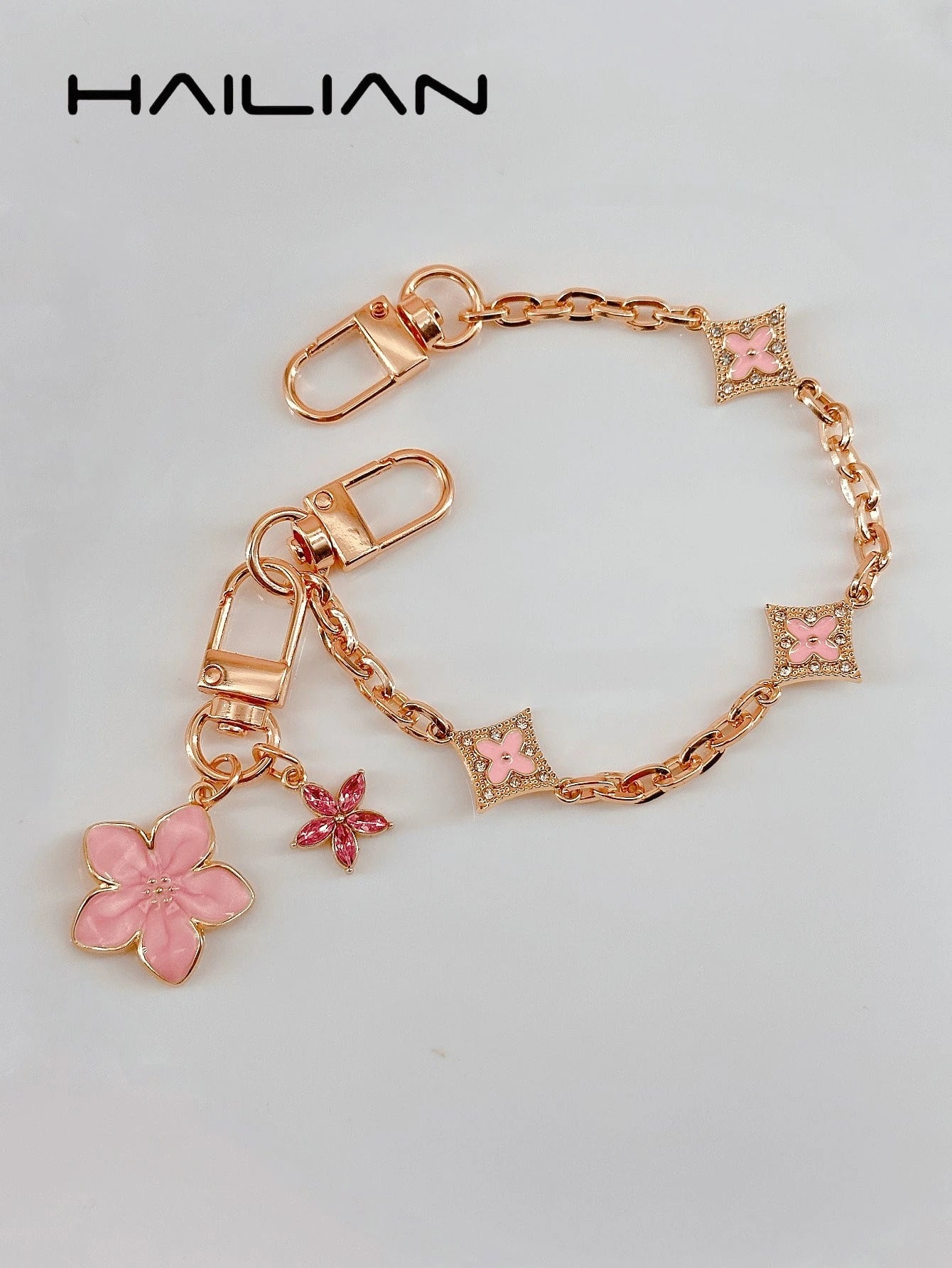 HAILIAN This Combination Pack Of Bag Straps Is Made Of Alloy Material, Decorated With Clover And Cherry Blossom Patterns. The Clover Symbolizes Good Luck, And Each Leaf Represents The Four Things Peop