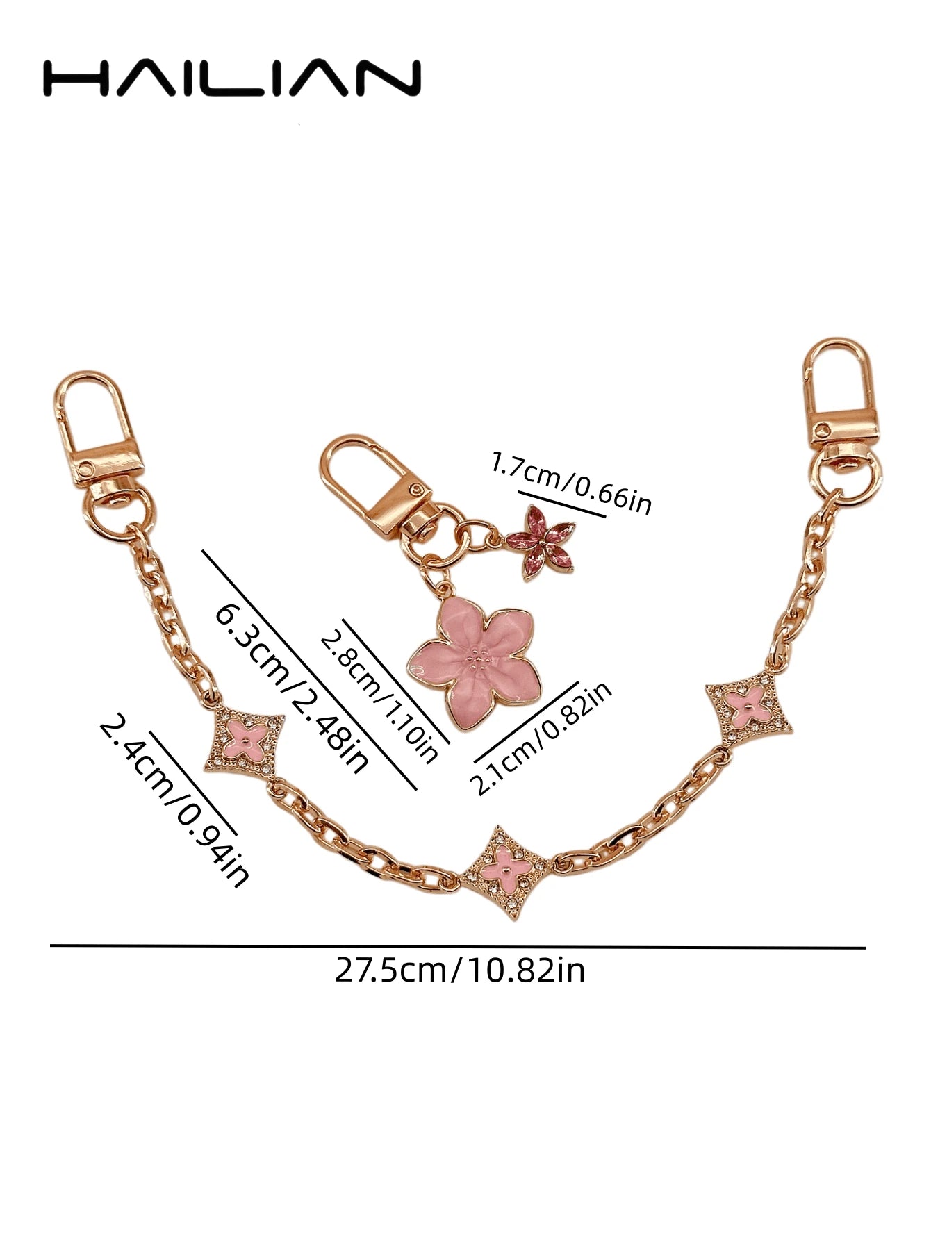 HAILIAN This Combination Pack Of Bag Straps Is Made Of Alloy Material, Decorated With Clover And Cherry Blossom Patterns. The Clover Symbolizes Good Luck, And Each Leaf Represents The Four Things Peop