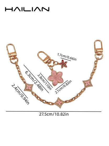 HAILIAN This Combination Pack Of Bag Straps Is Made Of Alloy Material, Decorated With Clover And Cherry Blossom Patterns. The Clover Symbolizes Good Luck, And Each Leaf Represents The Four Things Peop