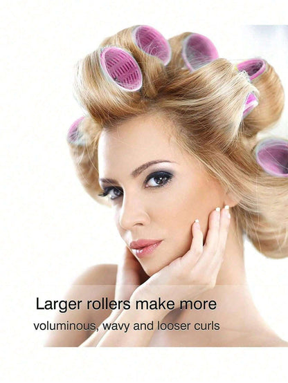 Hair Curlers With Clips, Self-Gripping Hair Curler, Suitable For Long/Medium/Short Hair And Bangs, DIY Hair Curling Tool (Includes 12 Large Curlers + 6 Clips)