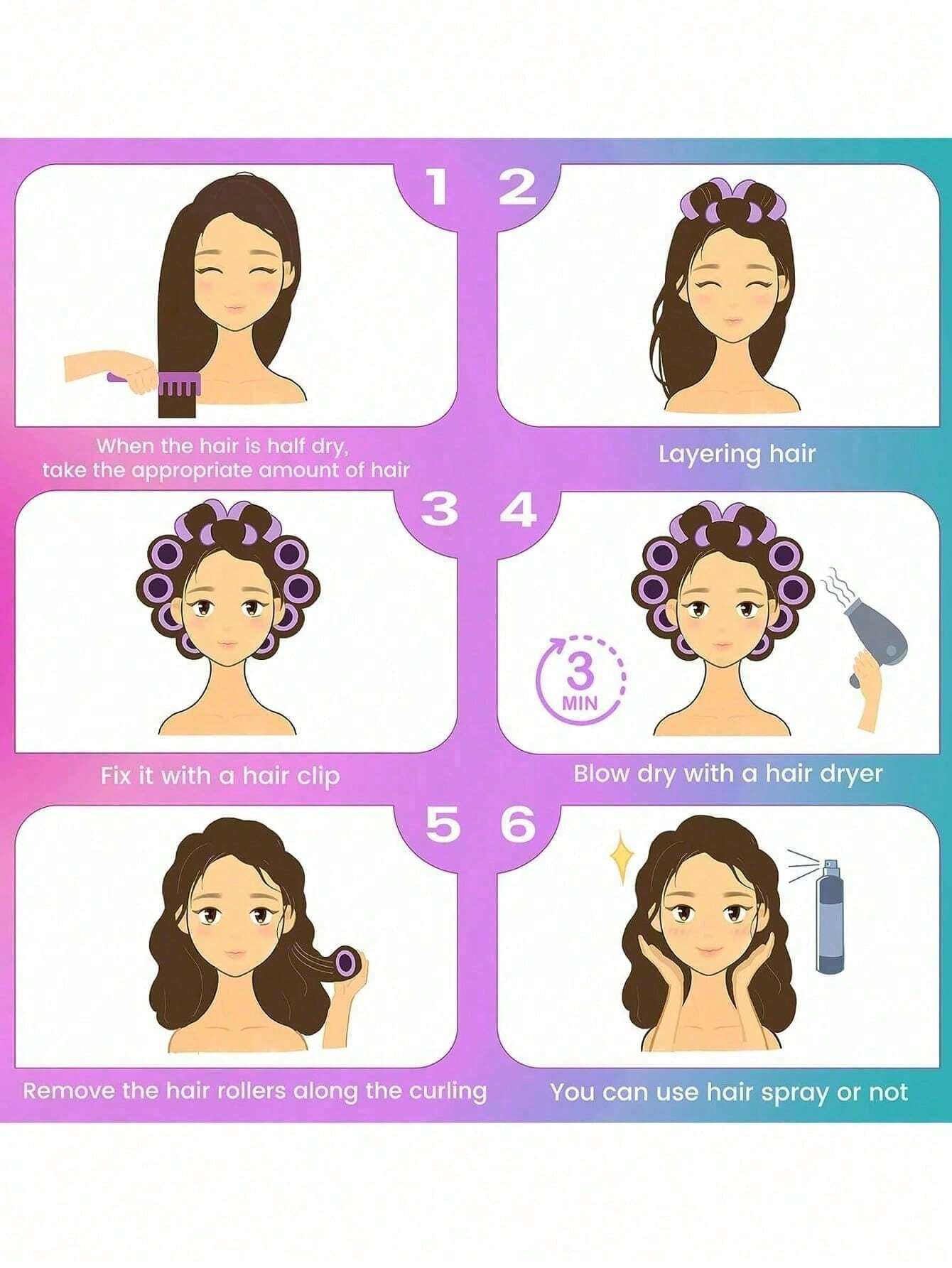 Hair Curlers With Clips, Self-Gripping Hair Curler, Suitable For Long/Medium/Short Hair And Bangs, DIY Hair Curling Tool (Includes 12 Large Curlers + 6 Clips)