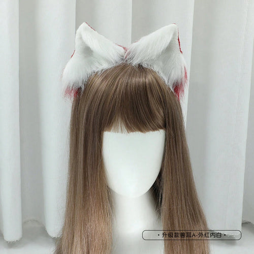 Halloween Japanese-Style Cat Ear Hairpin Handmade Realistic Fox Ears Cosplay Plush Cat Ear Animal Ear Headwear