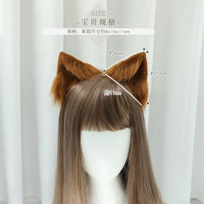 Halloween Japanese-Style Cat Ear Hairpin Handmade Realistic Fox Ears Cosplay Plush Cat Ear Animal Ear Headwear