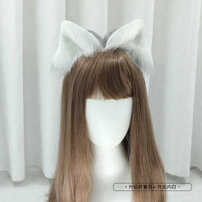 Halloween Japanese-Style Cat Ear Hairpin Handmade Realistic Fox Ears Cosplay Plush Cat Ear Animal Ear Headwear