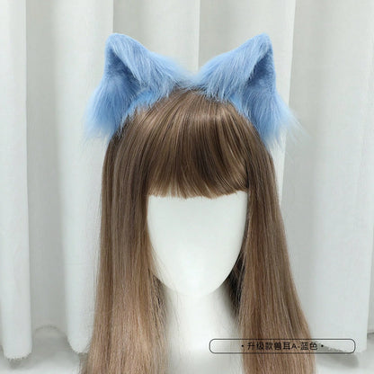 Halloween Japanese-Style Cat Ear Hairpin Handmade Realistic Fox Ears Cosplay Plush Cat Ear Animal Ear Headwear