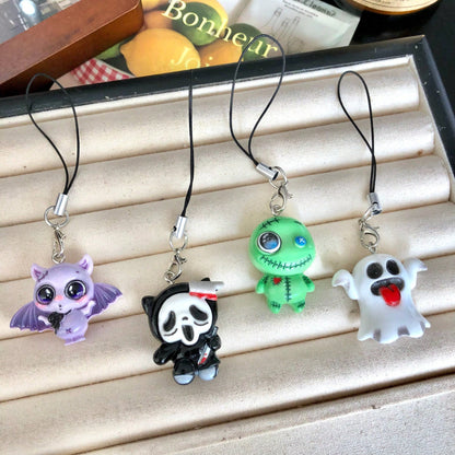 Halloween Pumpkin Ghost Cartoon Resin Pendant Phone Lanyard, Backpack Fun Decoration, Cute Quirky Phone Strap, Girly Soft Decor, Gift For Best Friend/Couple, Suitable For Phone, Camera, Keychain, Back