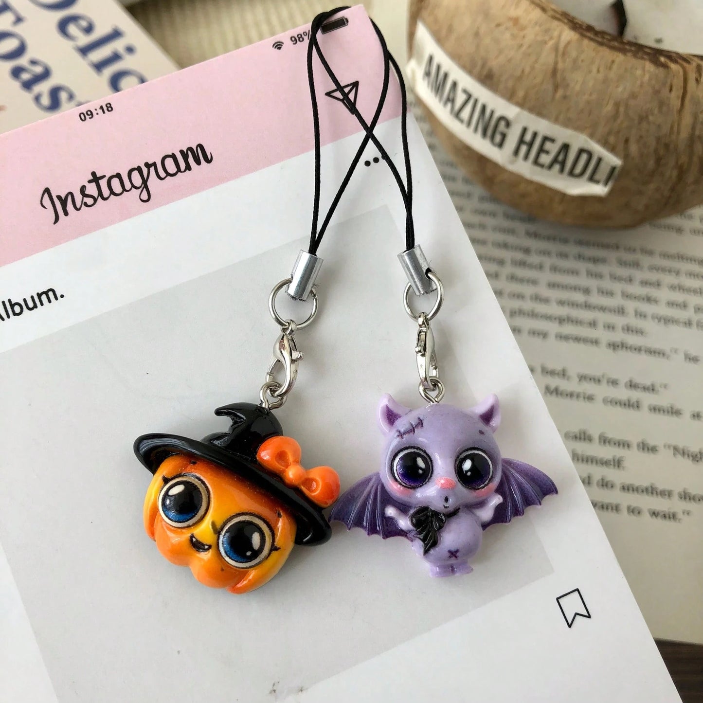 Halloween Pumpkin Ghost Cartoon Resin Pendant Phone Lanyard, Backpack Fun Decoration, Cute Quirky Phone Strap, Girly Soft Decor, Gift For Best Friend/Couple, Suitable For Phone, Camera, Keychain, Back