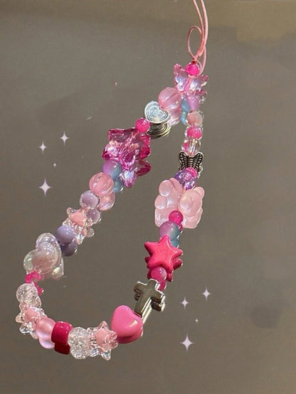 Handmade Cool Y2K Girl Star Beaded Phone Chain, American Retro Ins Millennium Camera CCD Lanyard Gifts For Mother, Family, Friends, Birthday, Holiday Phone Charm