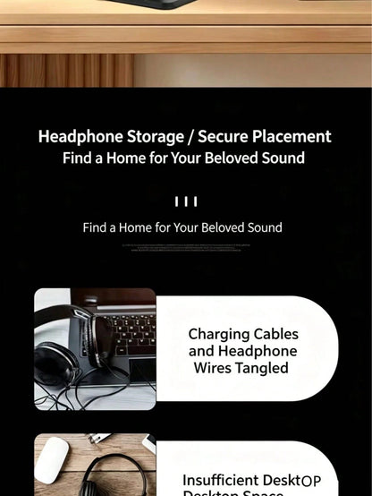 Headphone Stand, Solid Anti-Slip Base, Aluminum Bracket, Fits All Over-Ear Headphones
