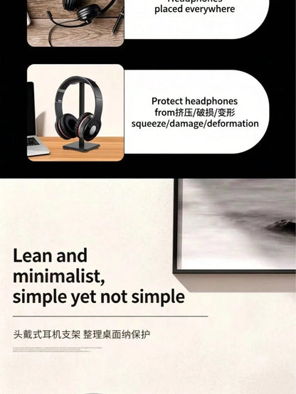 Headphone Stand, Solid Anti-Slip Base, Aluminum Bracket, Fits All Over-Ear Headphones