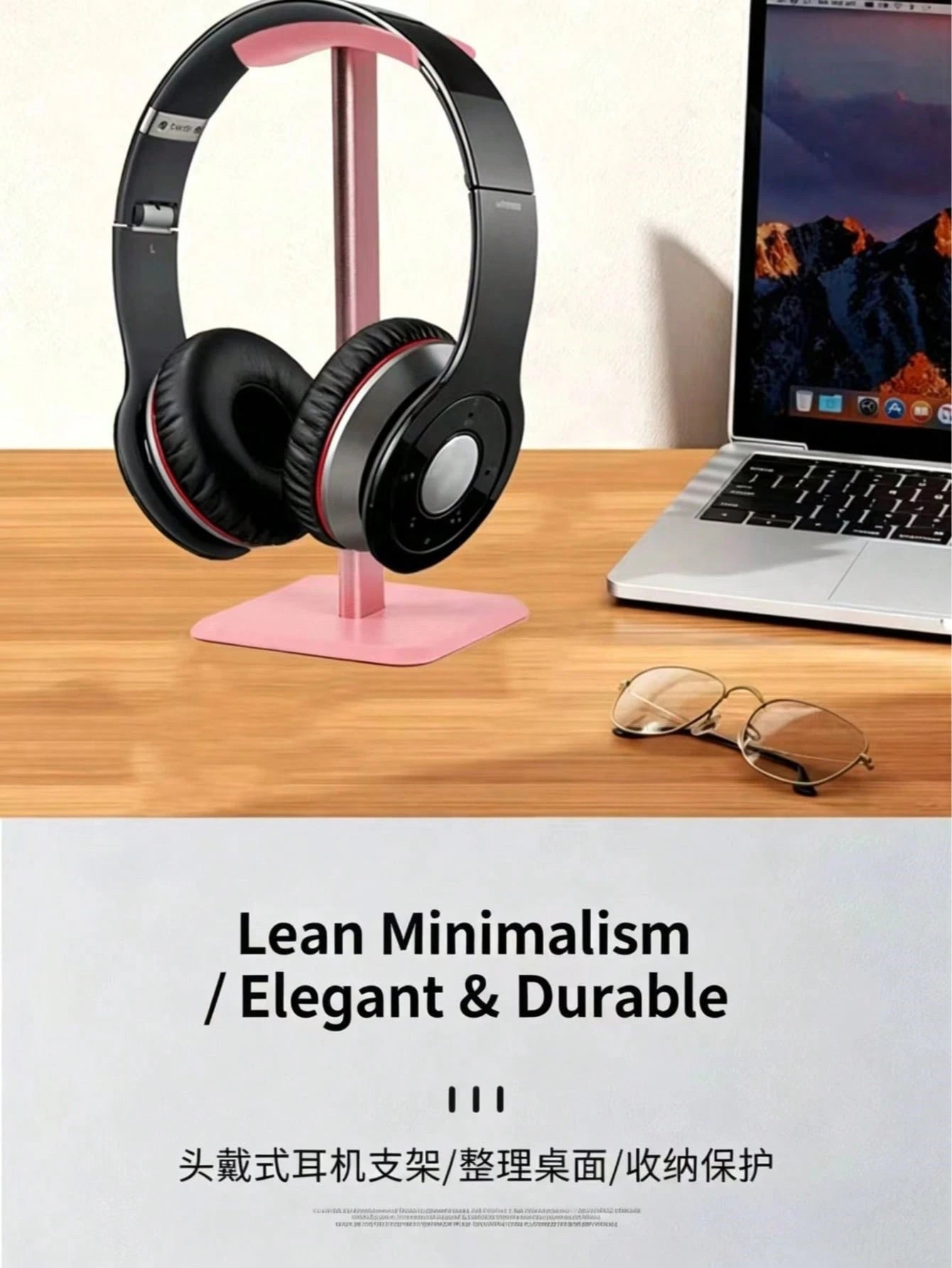 Headphone Stand, Solid Anti-Slip Base, Aluminum Bracket, Fits All Over-Ear Headphones