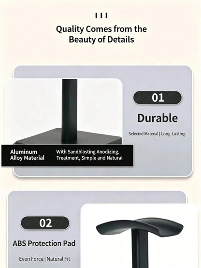 Headphone Stand, Solid Anti-Slip Base, Aluminum Bracket, Fits All Over-Ear Headphones
