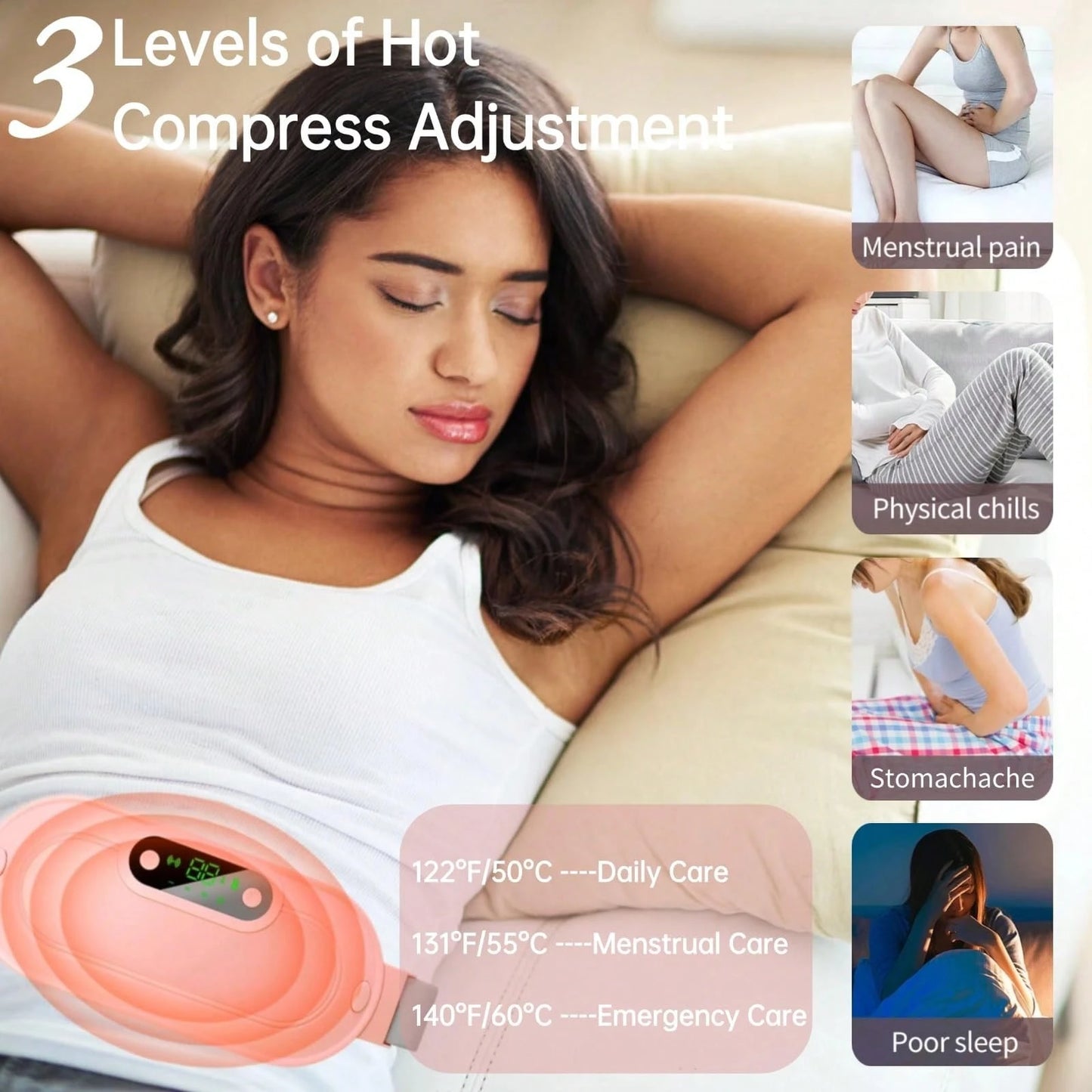 Heating Massage Warm Belt, Vibrating Hot Compress Abdominal Massage Device, Household Lumbar Support.