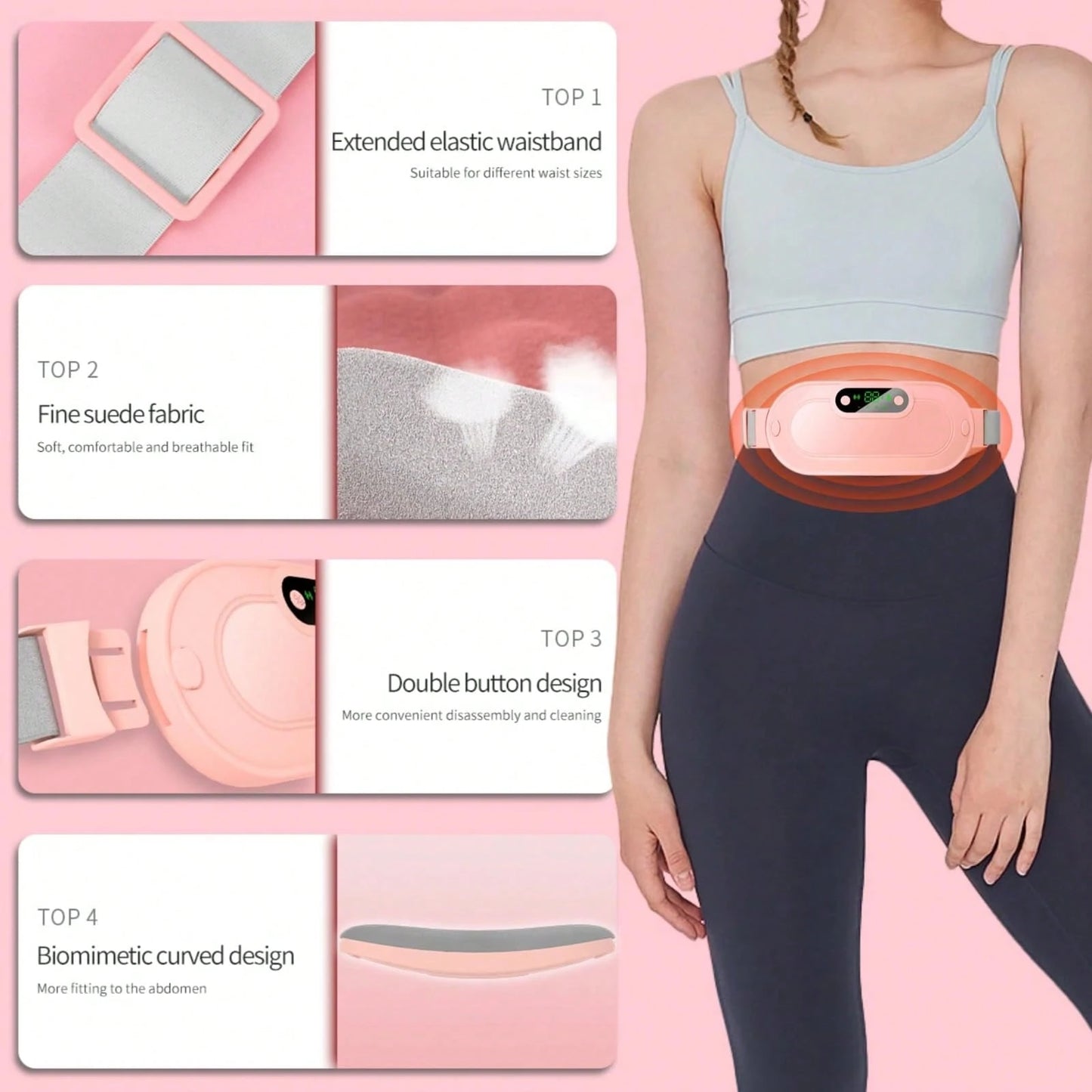 Heating Massage Warm Belt, Vibrating Hot Compress Abdominal Massage Device, Household Lumbar Support.