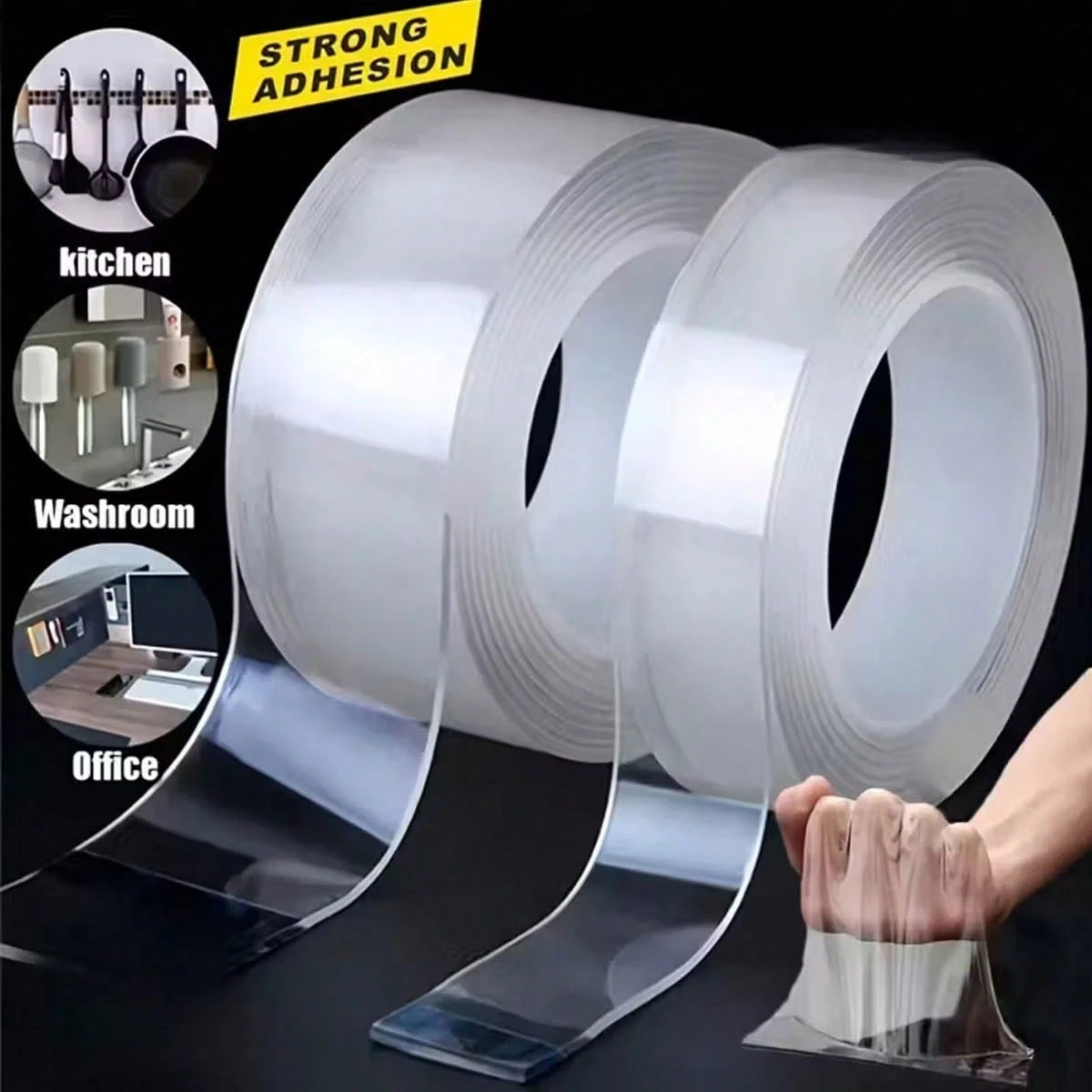 Heavy Duty Double-Sided Nano Tape/Super Sticky Transparent Double-Sided Nano Tape- Waterproof, Reusable, Heat Resistant, Heavy Duty- Suitable For Bathroom And Home Decor- Applicable To All Surfaces