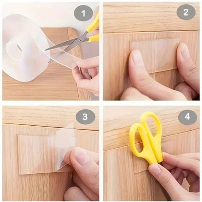 Heavy Duty Double-Sided Nano Tape/Super Sticky Transparent Double-Sided Nano Tape- Waterproof, Reusable, Heat Resistant, Heavy Duty- Suitable For Bathroom And Home Decor- Applicable To All Surfaces