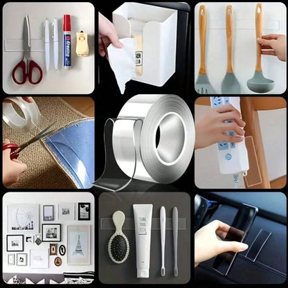 Heavy Duty Double-Sided Nano Tape/Super Sticky Transparent Double-Sided Nano Tape- Waterproof, Reusable, Heat Resistant, Heavy Duty- Suitable For Bathroom And Home Decor- Applicable To All Surfaces