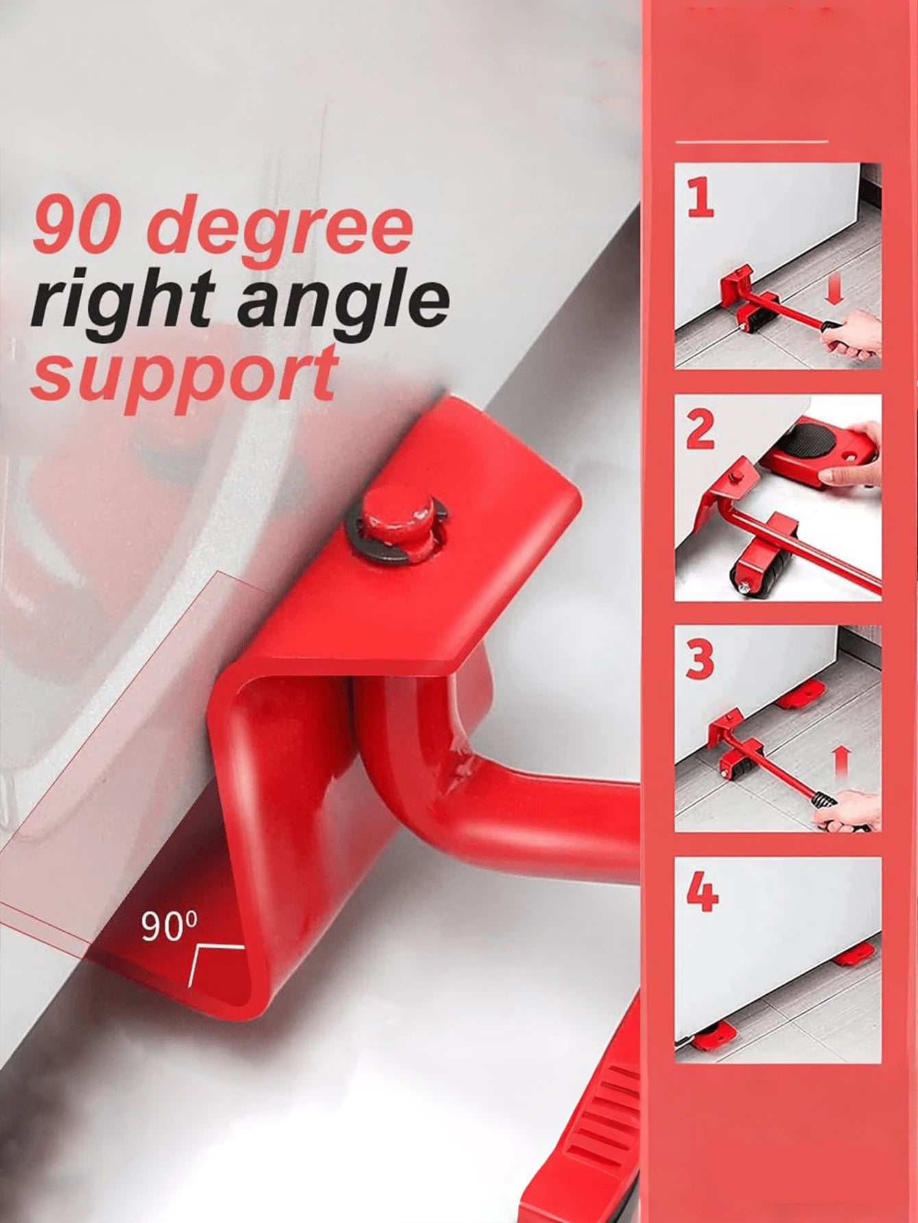 Heavy Duty Furniture Moving Pulley 5-Piece Set – Up To 220 Lbs Moover With Omnidirectional Pulley And Furniture Lifter Tool – Durable, Non-Scratching Design – Smooth Glide System That Protects Floors
