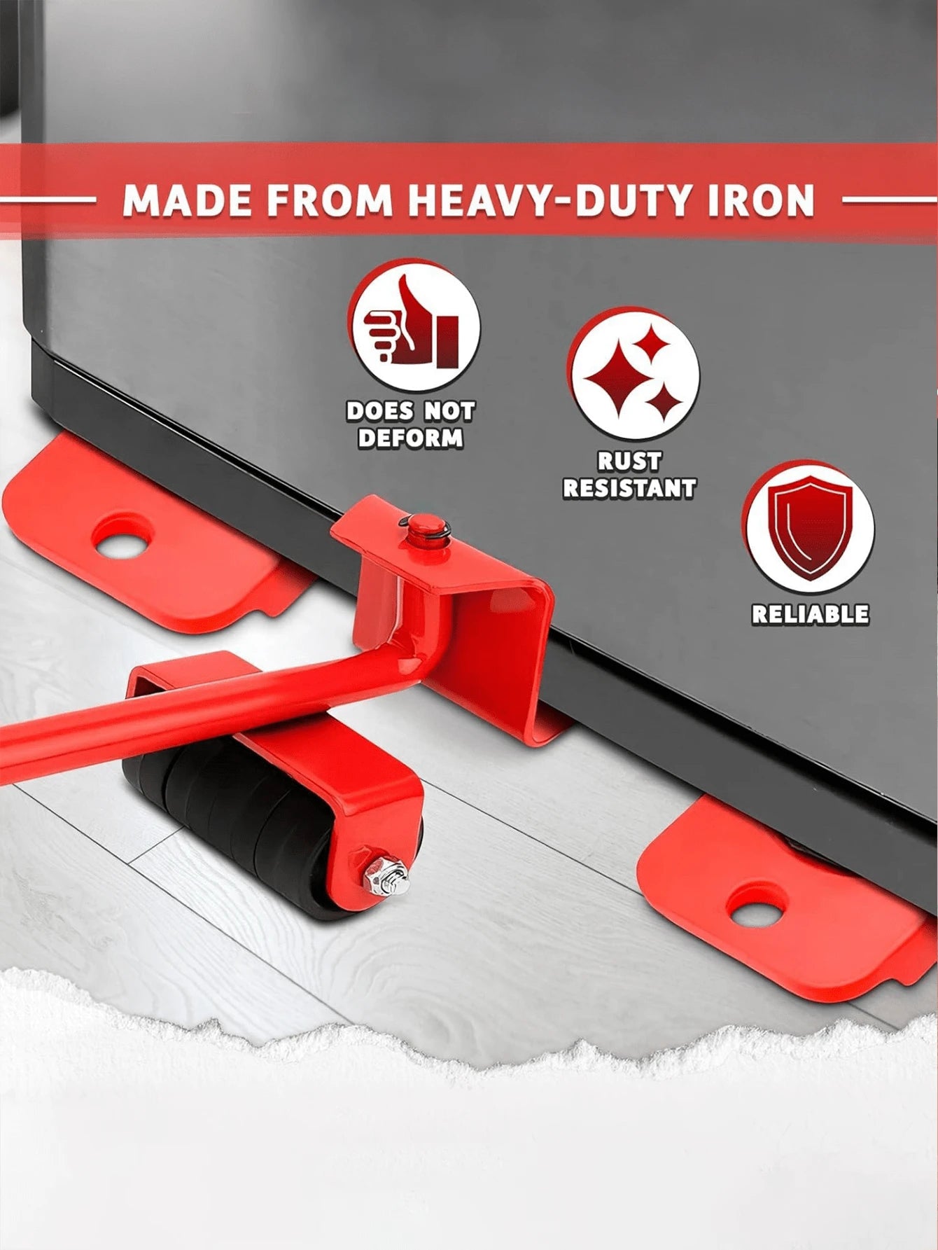 Heavy Duty Furniture Moving Pulley 5-Piece Set – Up To 220 Lbs Moover With Omnidirectional Pulley And Furniture Lifter Tool – Durable, Non-Scratching Design – Smooth Glide System That Protects Floors