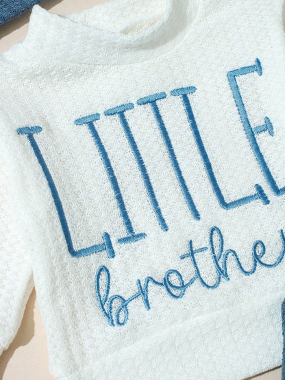 HELLO Letter Embroidered Newborn Photography Outfit, Baby Boys/Girls Top, Pants, Hat 3pcs Set, Infant 1 Month To 100 Days Studio Photo Shoot Clothing