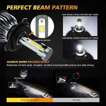 Heyword 2pcs LED Car Headlights 9005 9006 H13 H11 H7 H4 H1 High/Low Beam Combo, 75,000 Lumens, 800% Brightness Increase, 6500K White Light, CANBUS, Quiet Fan, High Brightness COB CSP Chip, Plug And Pl