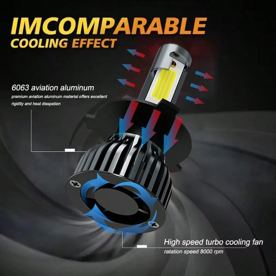 Heyword 2pcs LED Car Headlights 9005 9006 H13 H11 H7 H4 H1 High/Low Beam Combo, 75,000 Lumens, 800% Brightness Increase, 6500K White Light, CANBUS, Quiet Fan, High Brightness COB CSP Chip, Plug And Pl