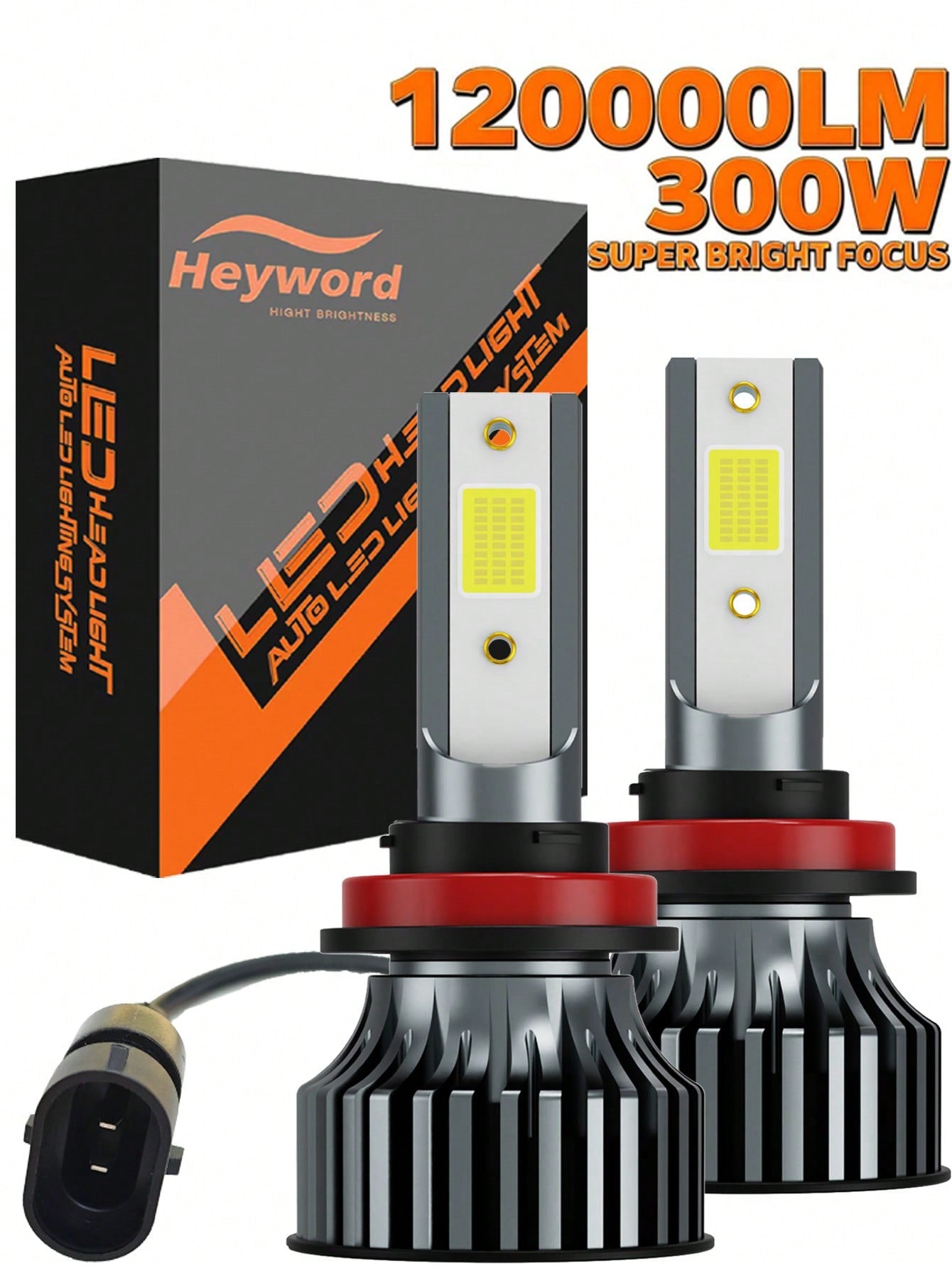 Heyword 2pcs LED Car Headlights 9005 9006 H13 H11 H7 H4 H1 High/Low Beam Combo, 75,000 Lumens, 800% Brightness Increase, 6500K White Light, CANBUS, Quiet Fan, High Brightness COB CSP Chip, Plug And Pl