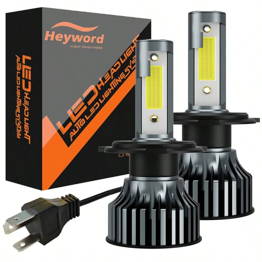 Heyword 2pcs LED Headlights, Compatible With H1, H4, H7, H11, 9005/HB3, 9006/HB4 Models, 30,000 Lumens Brightness, 300W Power, Can Be Used As Fog Lights. High And Low Beam Are Both White Bulbs, 6000K