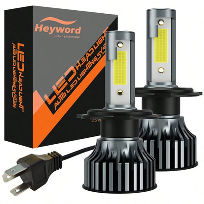 Heyword 2pcs LED Headlights, Compatible With H1, H4, H7, H11, 9005/HB3, 9006/HB4 Models, 30,000 Lumens Brightness, 300W Power, Can Be Used As Fog Lights. High And Low Beam Are Both White Bulbs, 6000K