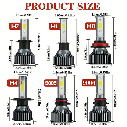 Heyword 2pcs LED Headlights, Compatible With H1, H4, H7, H11, 9005/HB3, 9006/HB4 Models, 30,000 Lumens Brightness, 300W Power, Can Be Used As Fog Lights. High And Low Beam Are Both White Bulbs, 6000K