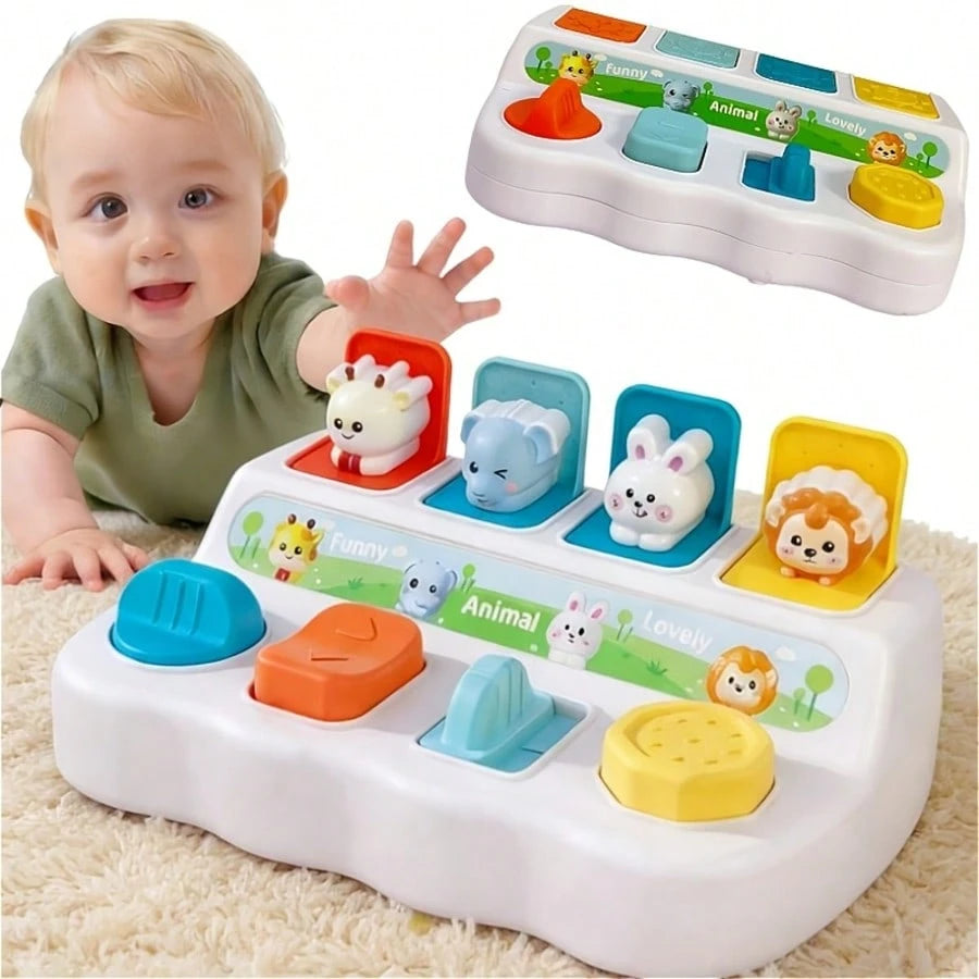 Hide And Seek Button Box Toy With Animal And Object Sensor Switches- Durable ABS Resin Toddler Learning Toy, Enhances Fine Motor Skills And Hand-Eye Coordination, Toddler Toy (No Electricity Required