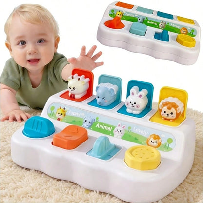 Hide And Seek Button Box Toy With Animal And Object Sensor Switches- Durable ABS Resin Toddler Learning Toy, Enhances Fine Motor Skills And Hand-Eye Coordination, Toddler Toy (No Electricity Required
