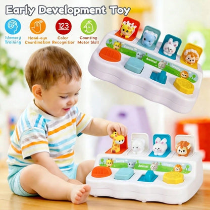 Hide And Seek Button Box Toy With Animal And Object Sensor Switches- Durable ABS Resin Toddler Learning Toy, Enhances Fine Motor Skills And Hand-Eye Coordination, Toddler Toy (No Electricity Required