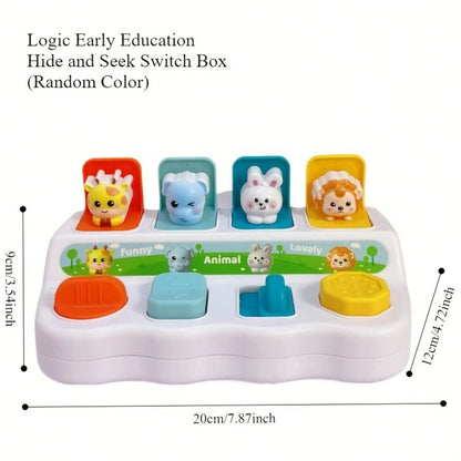 Hide And Seek Button Box Toy With Animal And Object Sensor Switches- Durable ABS Resin Toddler Learning Toy, Enhances Fine Motor Skills And Hand-Eye Coordination, Toddler Toy (No Electricity Required
