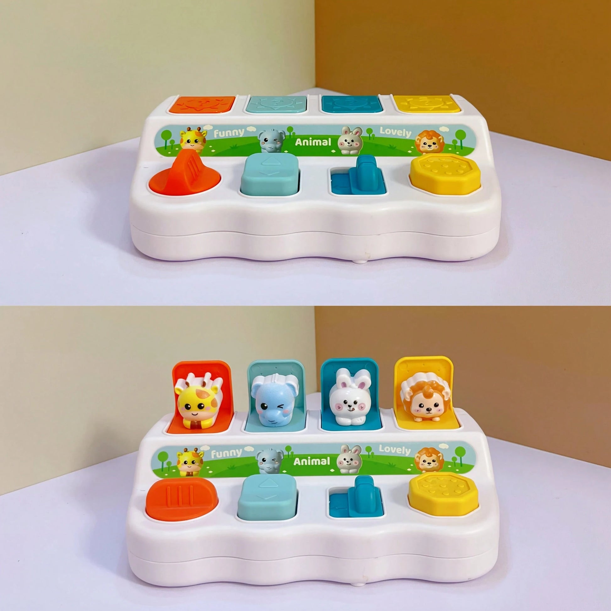 Hide And Seek Button Box Toy With Animal And Object Sensor Switches- Durable ABS Resin Toddler Learning Toy, Enhances Fine Motor Skills And Hand-Eye Coordination, Toddler Toy (No Electricity Required