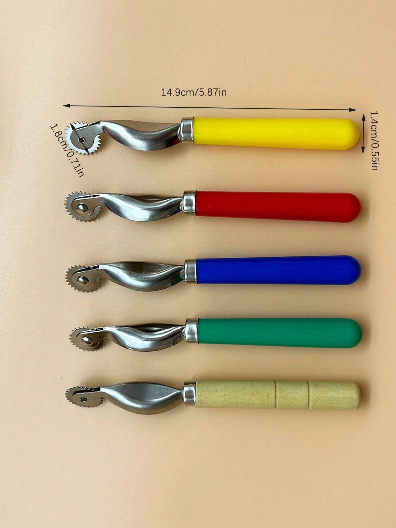 High Precision Gear Sewing Marking Wheel, Tailor, Garment Pattern Maker, Leather Craftsman All-Purpose Pattern Marker, 5 Color Options (Red/ Yellow/ Blue/ Green/ Wood Grain), Practical Professiona