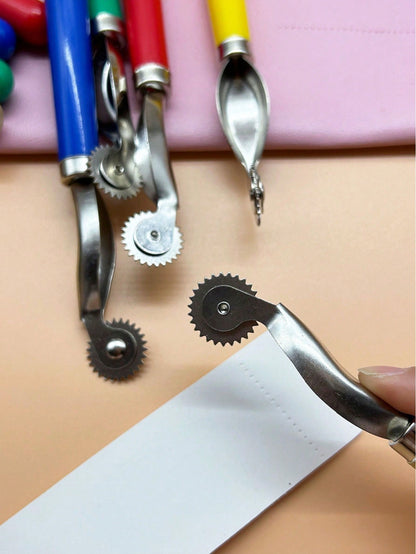 High Precision Gear Sewing Marking Wheel, Tailor, Garment Pattern Maker, Leather Craftsman All-Purpose Pattern Marker, 5 Color Options (Red/ Yellow/ Blue/ Green/ Wood Grain), Practical Professiona