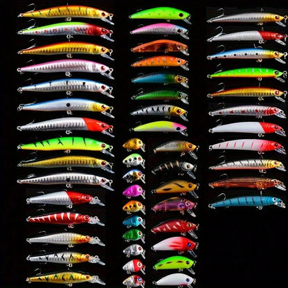 High-Quality Floating Lure Bait Set, Soft Bait And Hard Bait Mixed Set, Seabass All-Purpose Mixed Fishing Bait Set, Including Bionic Soft Bait, Crank Bait, Rotating Bait, Three-Hook Bait, Lead Hook, L