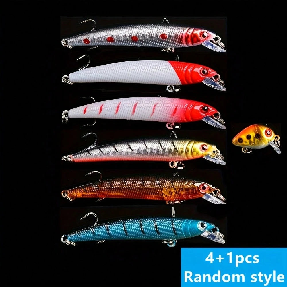 High-Quality Floating Lure Bait Set, Soft Bait And Hard Bait Mixed Set, Seabass All-Purpose Mixed Fishing Bait Set, Including Bionic Soft Bait, Crank Bait, Rotating Bait, Three-Hook Bait, Lead Hook, L