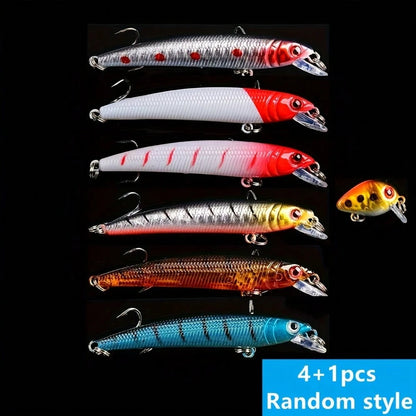 High-Quality Floating Lure Bait Set, Soft Bait And Hard Bait Mixed Set, Seabass All-Purpose Mixed Fishing Bait Set, Including Bionic Soft Bait, Crank Bait, Rotating Bait, Three-Hook Bait, Lead Hook, L